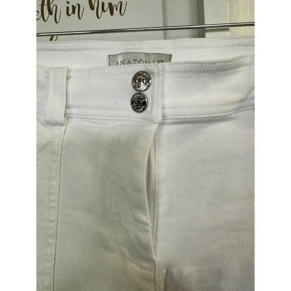 Anatomie White Denim Skinny Cargo Pants Women's Small Side/Back Pockets Snap On. - Picture 3 of 7